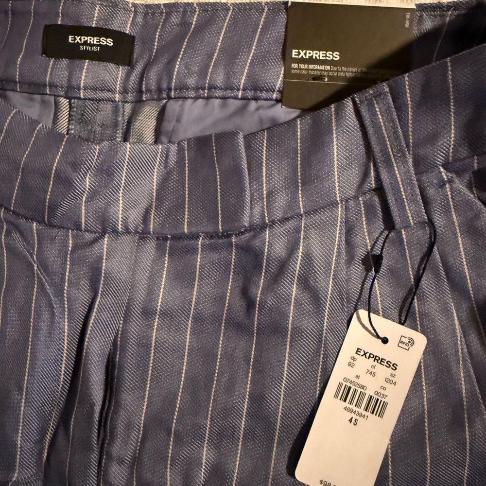 Express Navy Pinstripe Trousers